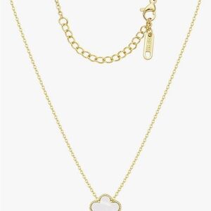 Amazon Essentials Gold and White Floral Pendant Necklace